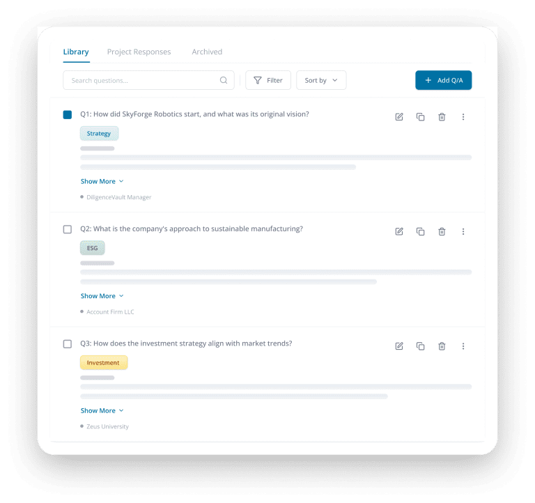 DiligenceVault Content Library